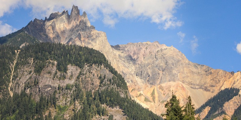 Towering peaks of the Coast Mountains in British Columbia